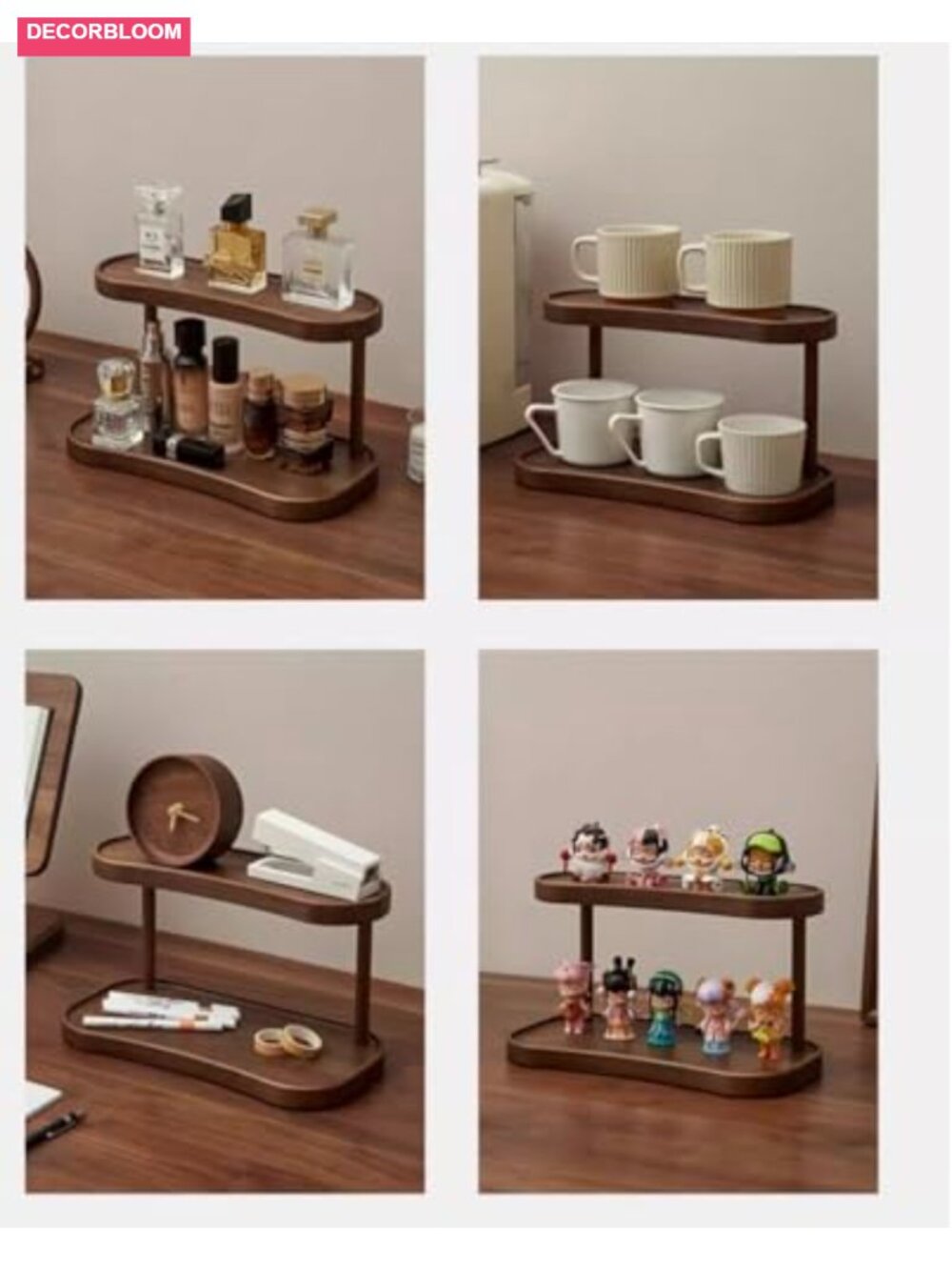Bamboo 2-Tier Desktop Organizer Shelf for Makeup, Perfume, Office Supplies - Picture 5 of 6